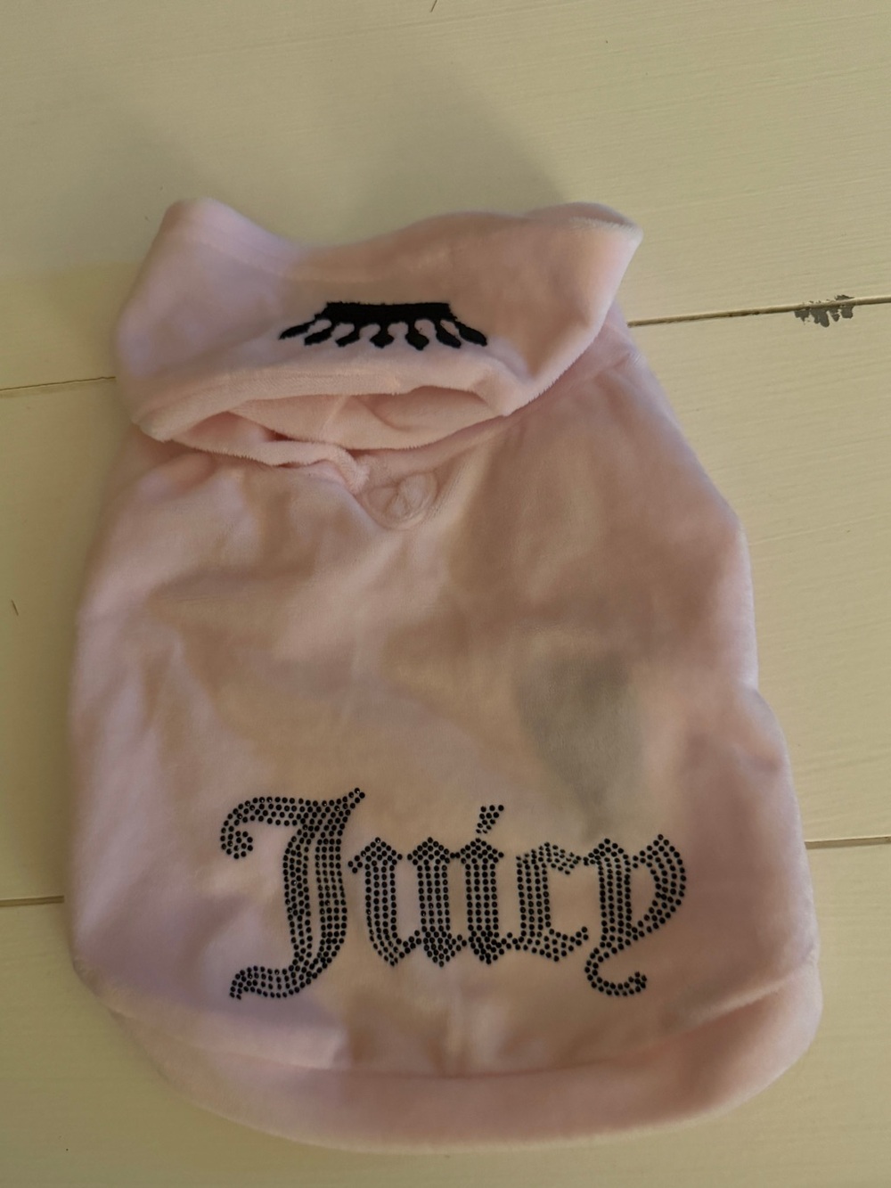 Juicy Couture Light Pink Velvet Pet Hoodie dog shirt Embroidered Crown XS/S